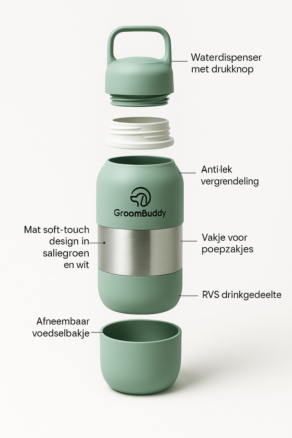 "3-in-1 Draagbare Geïsoleerde Waterfles voor Honden